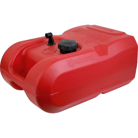 Attwood Portable Fuel Tank, Polyethylene, 3 gal, Without Gauge, EPA/CARB Compliant, Red, Gasoline 8803LP2